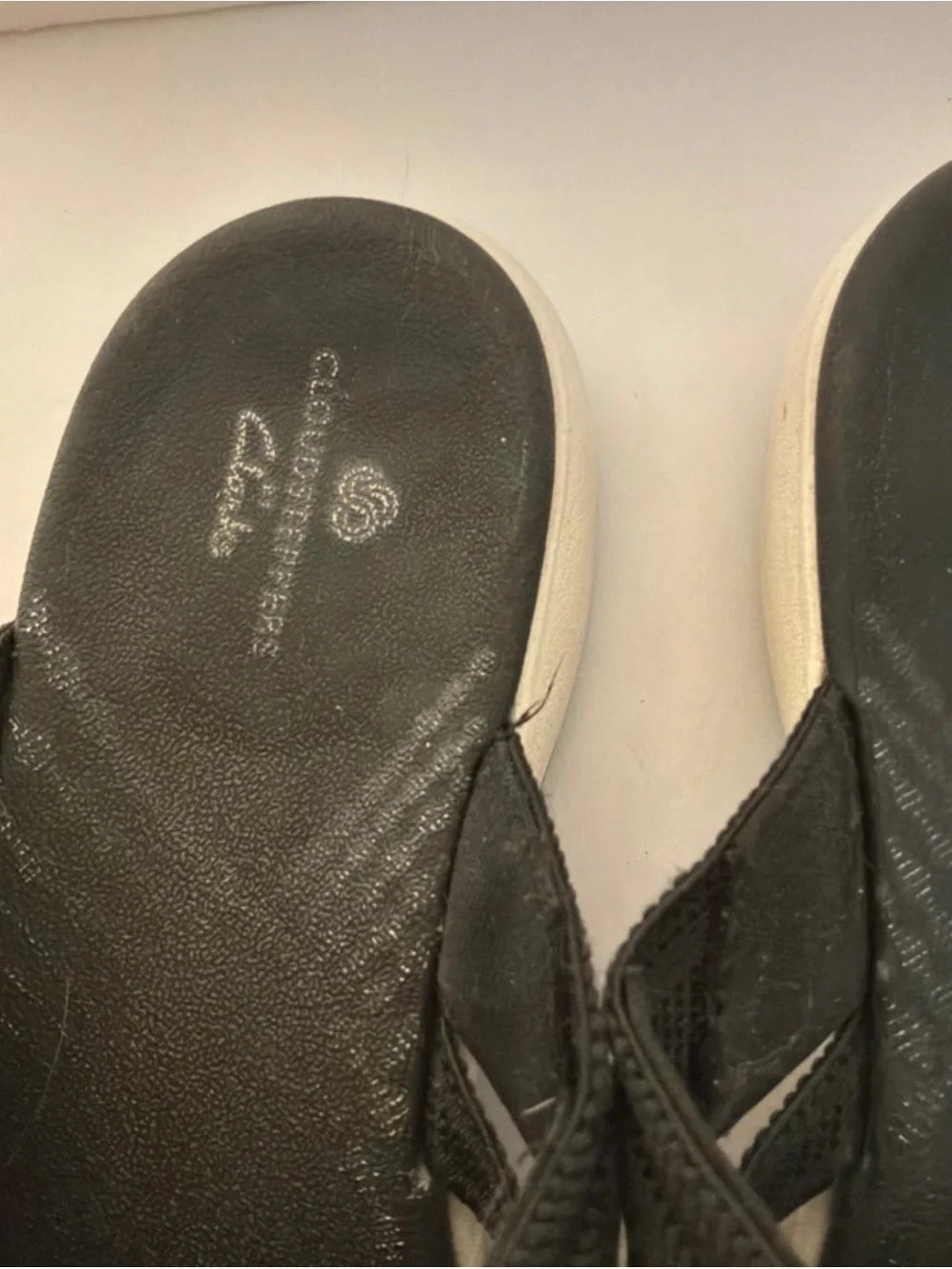 Clarks Black Crisscross Slide Sandals with White Midsole